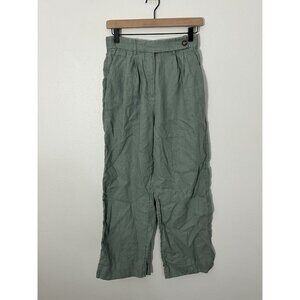 Abercrombie And Fitch The Linen Collection Mint Green Wide Leg Linen Pants 27